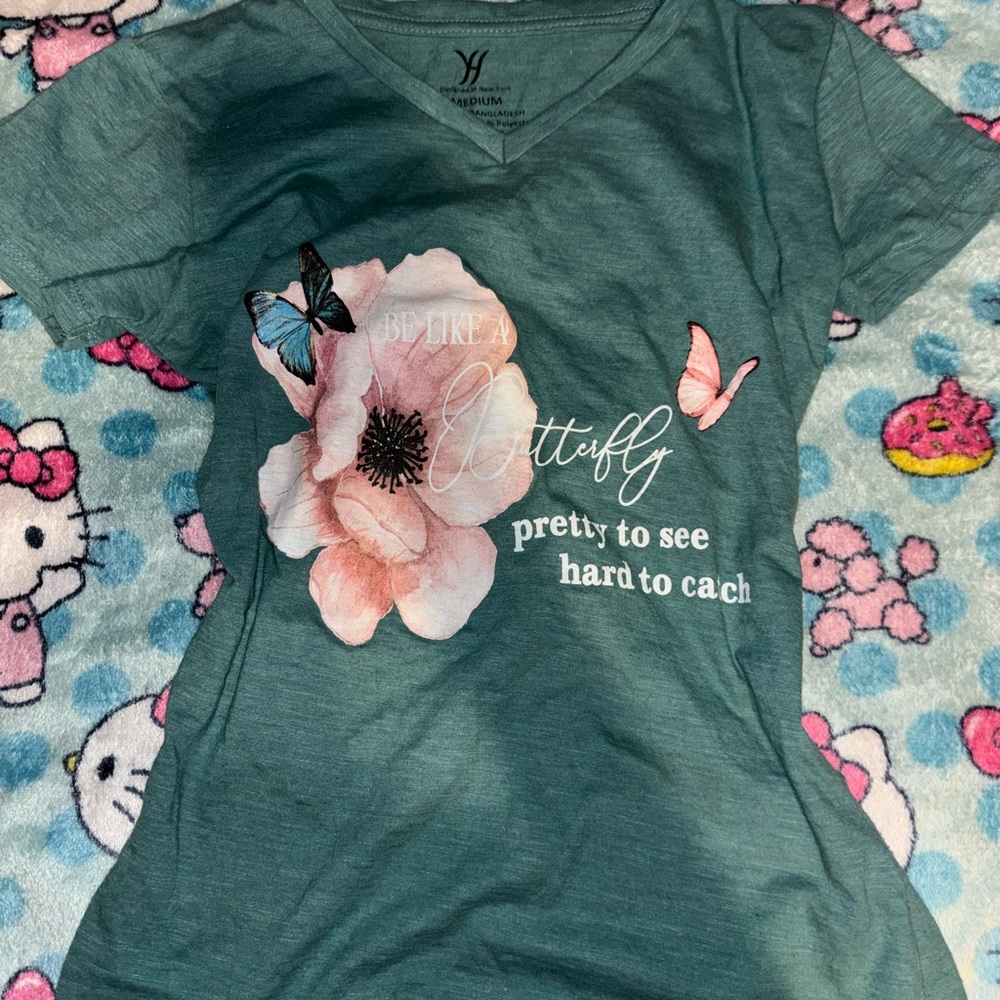 Xersion Teal Butterfly Graphic Kids T-Shirt